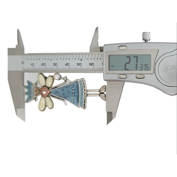 Silver Tone Blue Pearl Enamel Queen Princess Fairy Pin Brooch, K500 - Picture 5 of 7